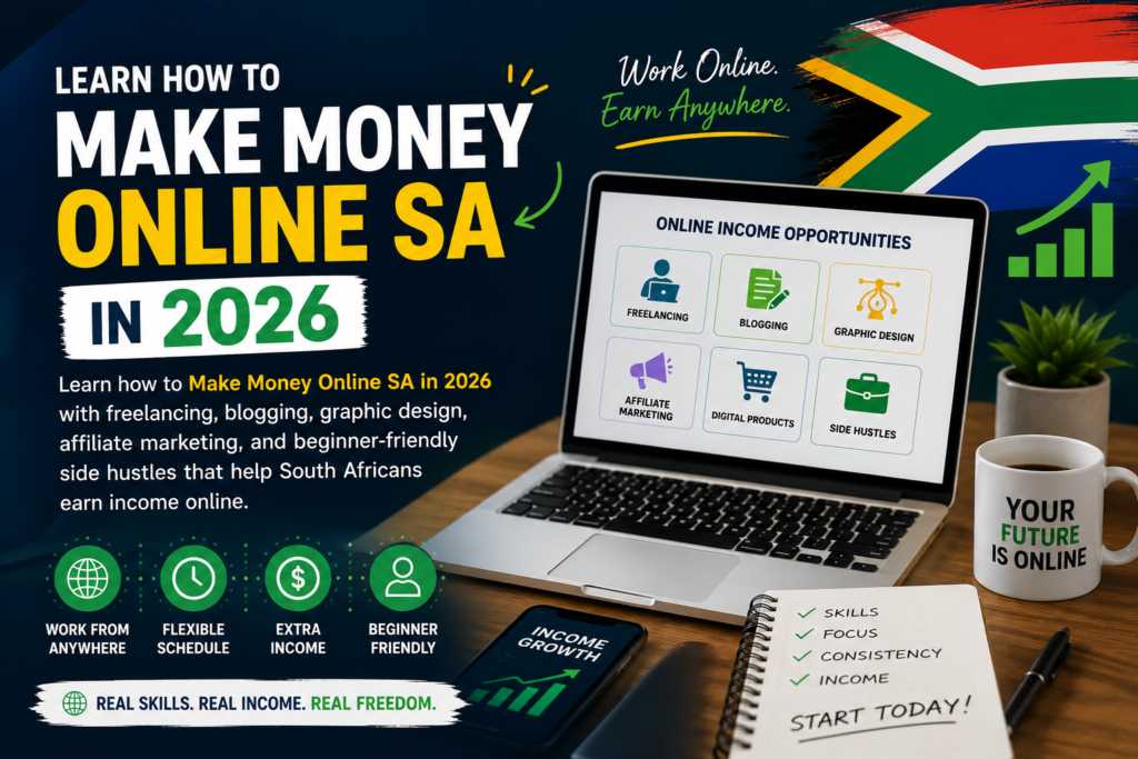 Make Money Online SA in 2026 with freelancing blogging and side hustles